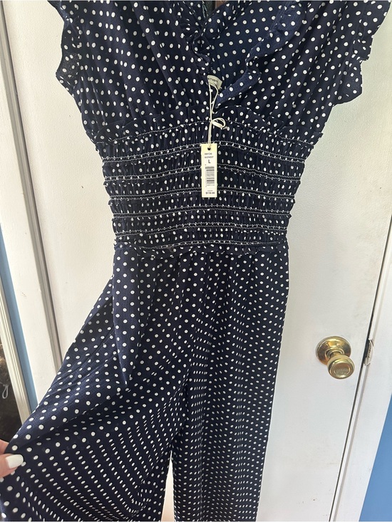 Max Studio Dresses & Skirts - Polka Dot Navy Smocked Waist Dress